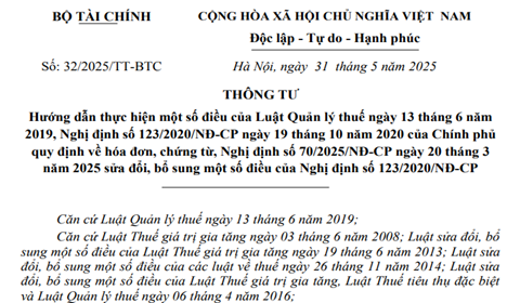 Thông tư 32/2025/TT-BTC: Quy định mới về hóa đơn điện tử